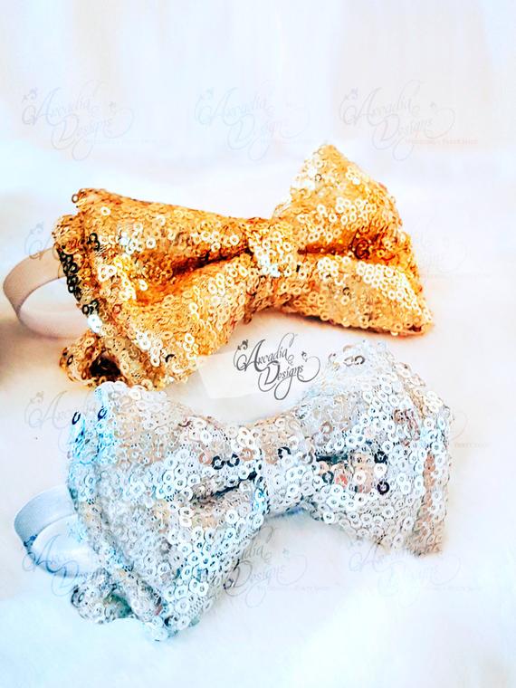 Gold Sequin Bow Tie MADE TO ORDER Pre-tied Butterfly Sparkle | Etsy