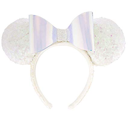Amazon.com: Disney Parks Minnie Mouse White Iridescent Sequin and