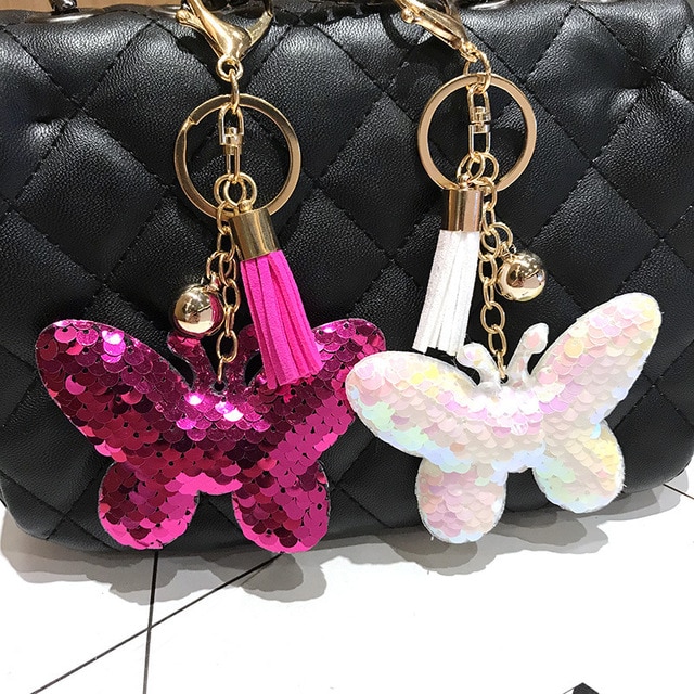 Popular woman hot sale double sided reflective sequin bow tassel