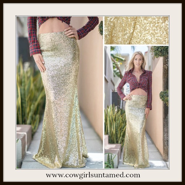 Champagne Gold Sequin Long Maxi Skirt, gold, champagne, sequin, maxi