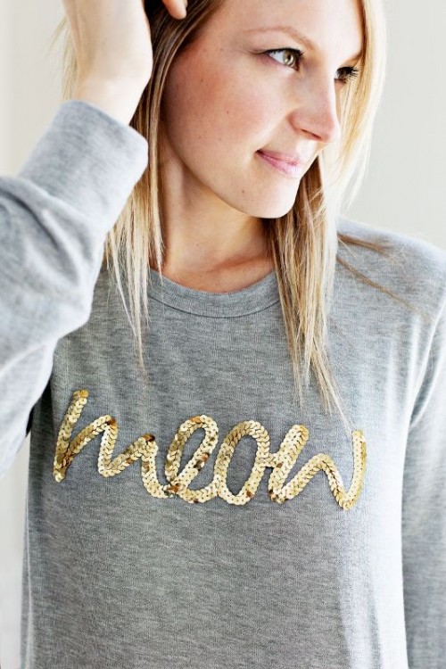 Glam And Cool DIY Sequin Phrase Sweatshirt - Styleoholic