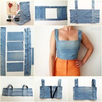 DIY Sexy Crop Top from Old Jeans -more ideas(icamama) | Need to make