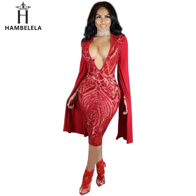 HAMBELELA Sequins Sexy Dress Metal Christmas Party Dresses V Halter