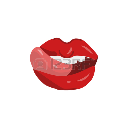 Woman Mouth With Sexy Lips Open, White Teeth And Sticking Out