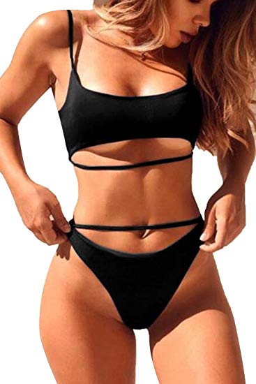 Amazon.com: Symptor Women's Sexy Strappy Scoop Neck Cut Out High