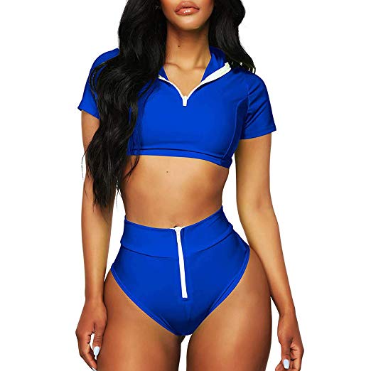 Amazon.com: Dream_Mimi Women Sport Style Bikini Zipper Sexy