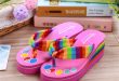 Women Colorful Shoelaces Flip Flops Beach Slippers Platforms Sandals