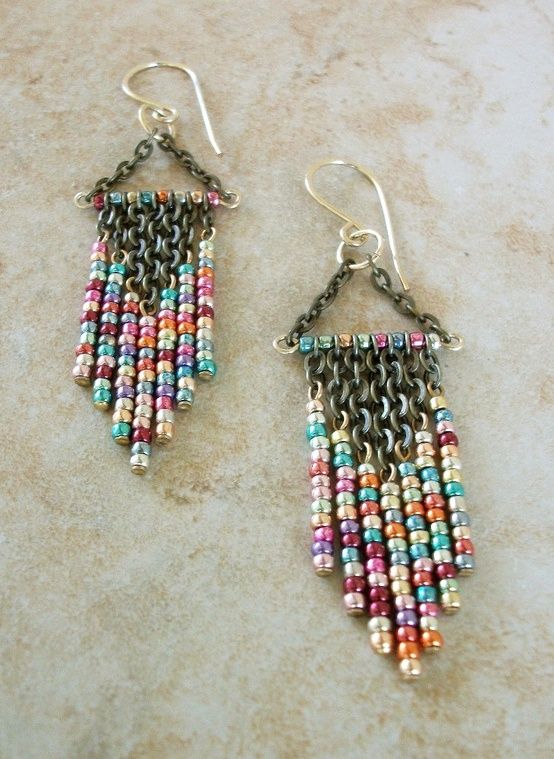 Cute dangling bead earrings. Simple enough to make. | Fabric jewelry