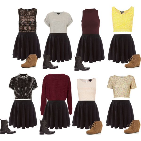 15 Ideas and Combination Of Skater Skirt Outfits
