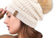 FURTALK Womens Winter Slouchy Knit Beanie Chunky Faux Fur Pom Poms