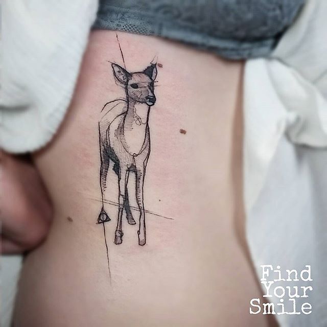 Small Deer Tattoo Done in Watercolor | Animal Tattoo Designs