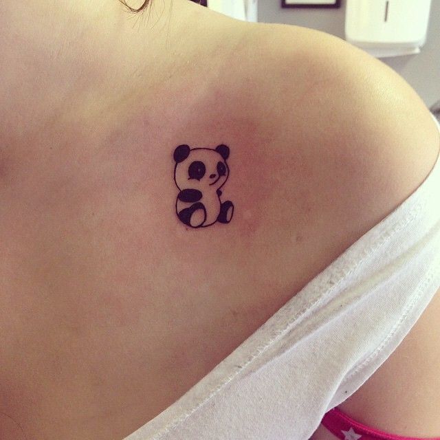 Cute Panda Tattoo On The Upperback | Fresh 2016 Tattoos Ideas | For