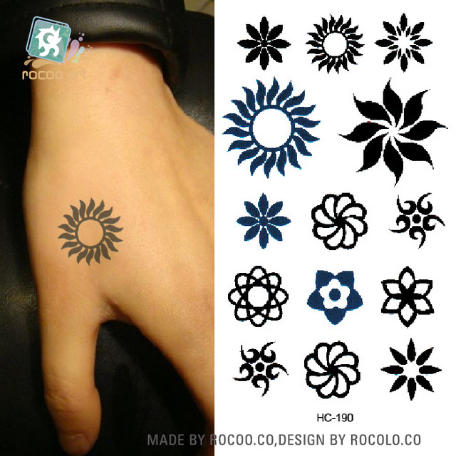HC 190/2016 Men/Women Small Tattoo Stickers Black Tribal Sun Tattoo