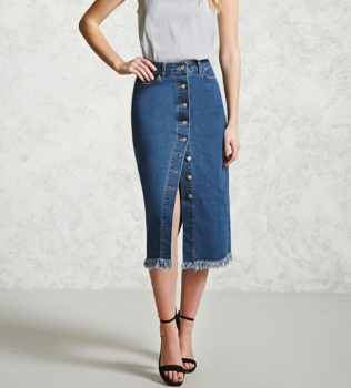 Latest Designer Ladies Long Denim Pencil Wrap Skirt,Cotton Split