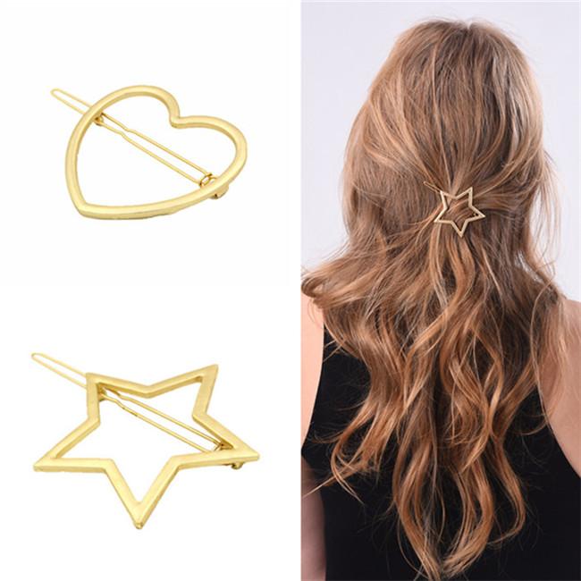2019 Fashion Women Hair Accessories Gold Plated Heart Star Hair