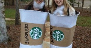 DIY Starbucks Halloween Costume! Its a laundry hamper covered in