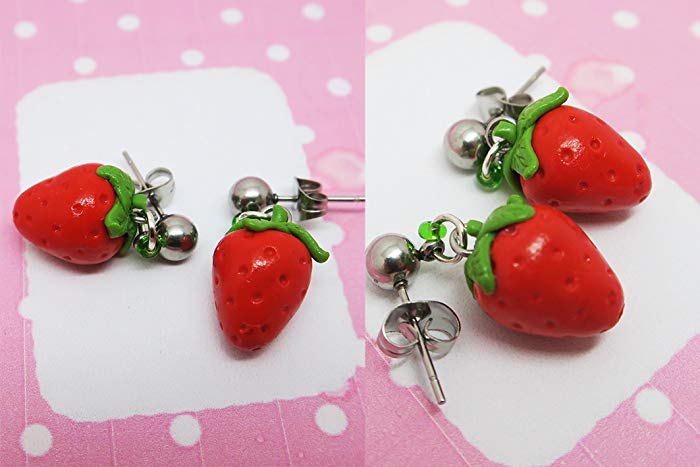 Amazon.com: Strawberry Earrings - Fruit jewelry - Fruit earrings