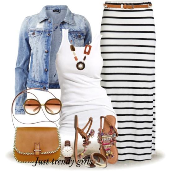 Striped Maxi Skirt Outfits
