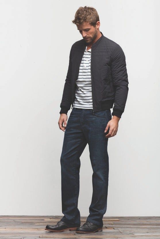 Stripes and simple. I like this look. | Men's Casual Outfits | Mens