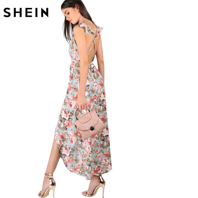 SHEIN Womens Summer Dresses A Line Dress Ladies Sleeveless Plunge