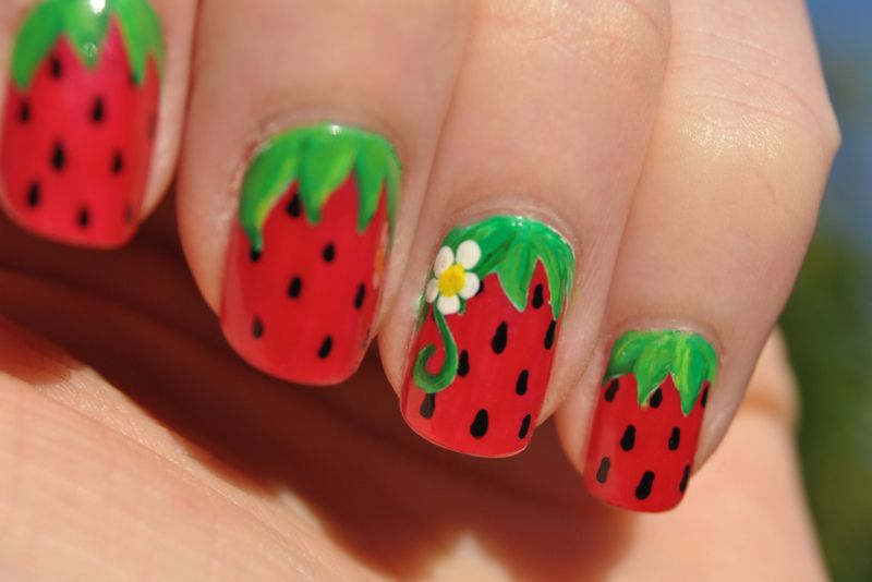 Sweet Summer Strawberries | Nailaholic | Nails, Nail Art, Nail designs