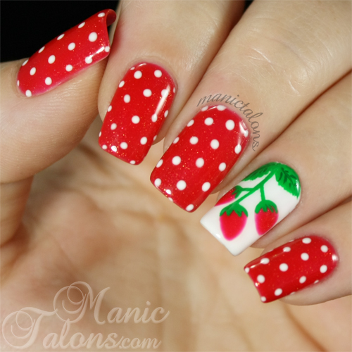 Manic Talons Nail Design: Sweet Summer Strawberries with Gelaze