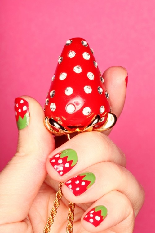 Bright And Perfect For Summer DIY Strawberry Nail Art - Styleoholic