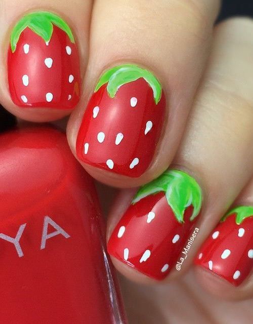 Summer Strawberry Nail Art