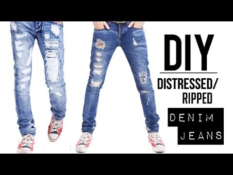 HOW TO: DISTRESSED DENIM JEANS (EASY) | DIY TUTORIAL | JAIRWOO - YouTube