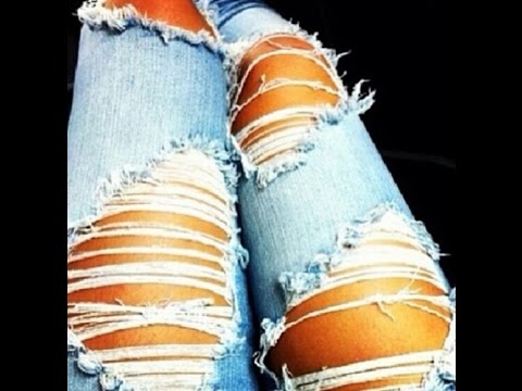 DIY: How to make your own Ripped Jeans - YouTube