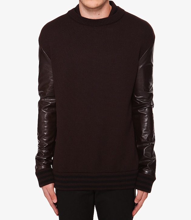 Givenchy Leather Sleeve Wool Sweater | UpscaleHype