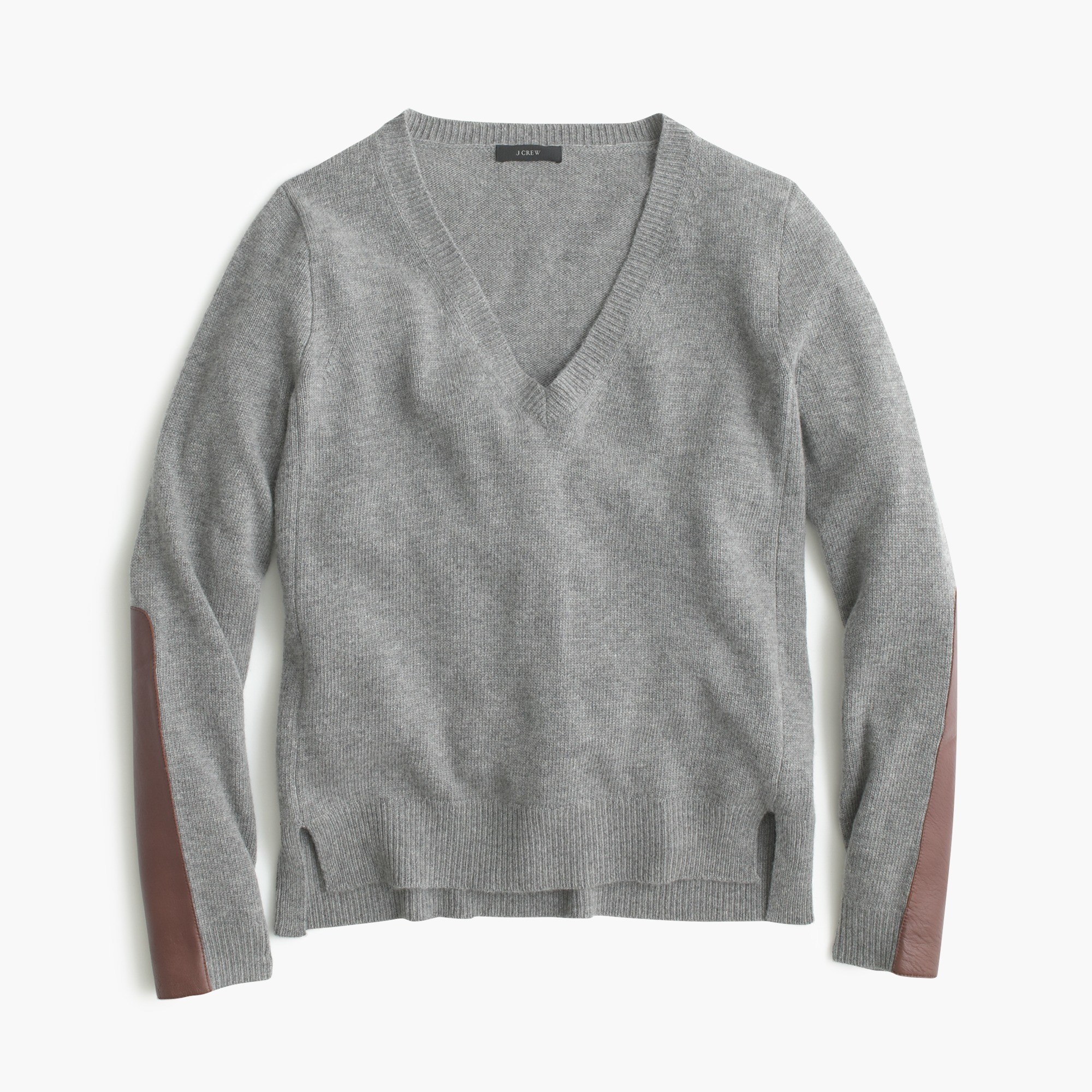 V-neck sweater with leather panels : Women pullovers | J.Crew