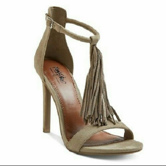 Mossimo Supply Co. Shoes | Mossimo Fringe Tstrap Taupe Heels | Poshmark