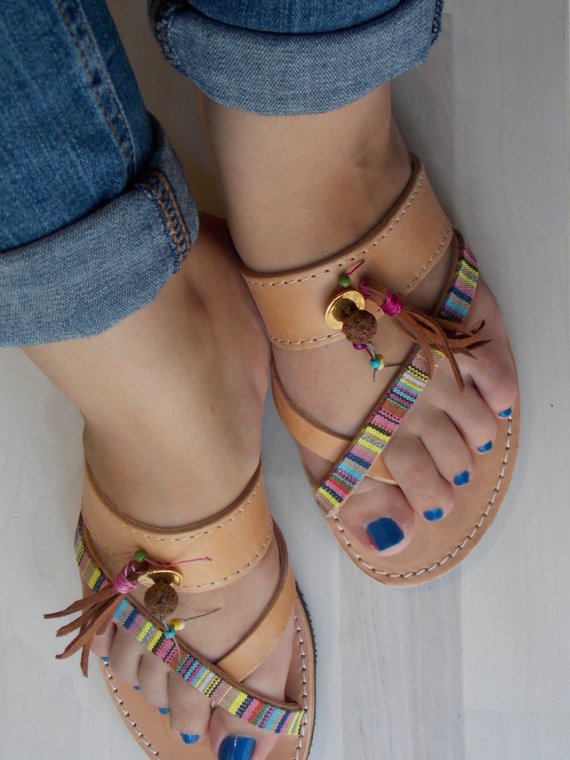 Handmade Greek sandals Bohemian sandals Tassel sandals | Etsy