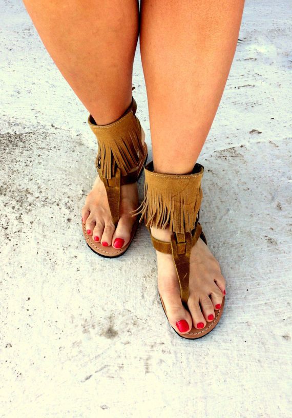 tampa greek sandals / aelia/tassel sandals boho/ mustard color