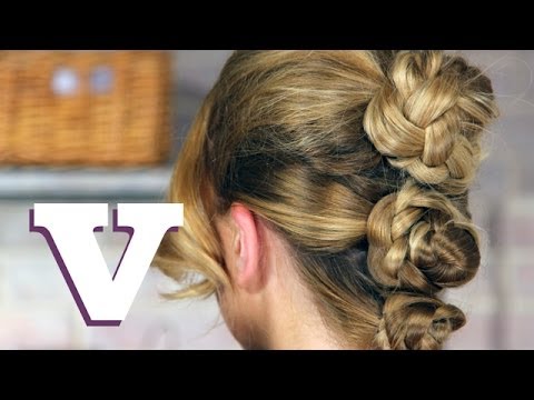 Three Bun Braided Updo: Hair With Hollie S06E3/8 - YouTube