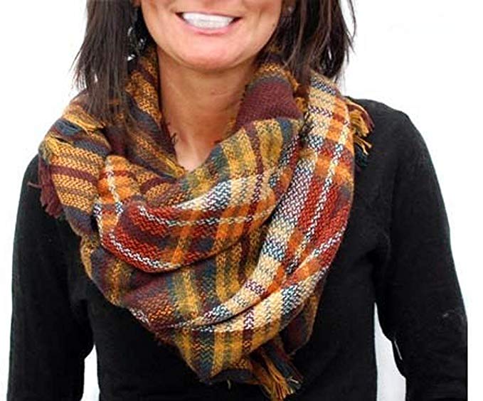 Plaid Infinity Blanket Scarf by Endless Envy (Autumn Plaid) at