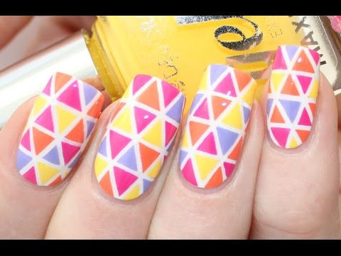 Colorful Triangle Nail Art Tutorial - YouTube