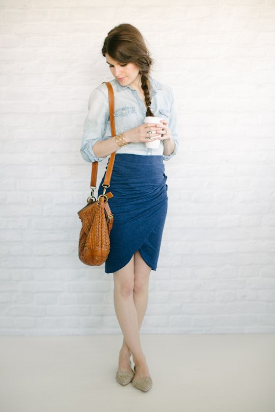 tulip skirt + d'orsay flats | Neutral flats, Chambray and Neutral