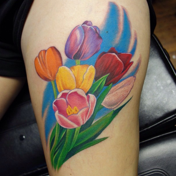34 Colorful Tulip Tattoos and Their Creative Meanings - Tattoos Win