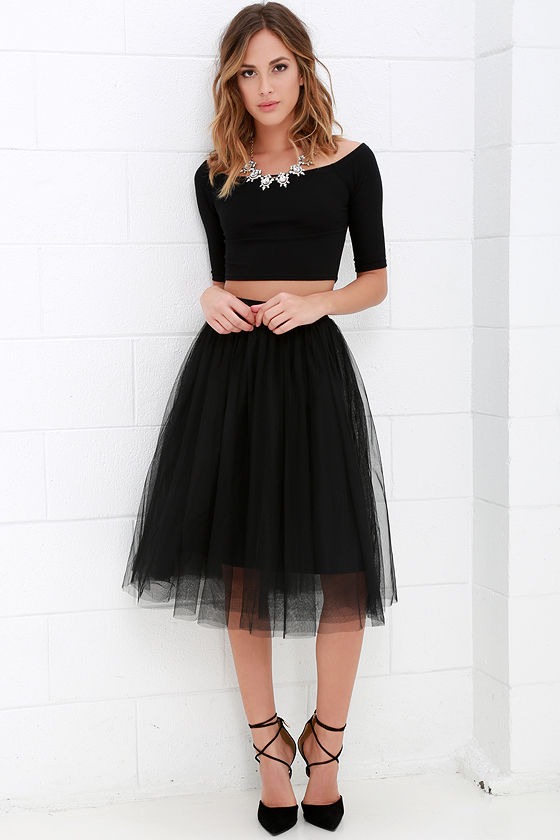 Black Skirt - Tulle Skirt - Midi Skirt - $49.00