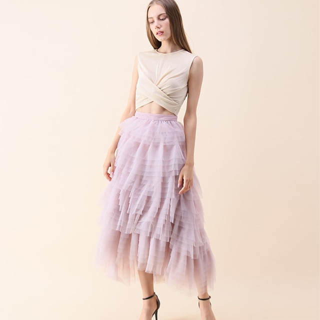 Aliexpress.com : Buy Swan Cloud Waterfall Tulle Skirt in Lilac