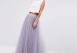 Elelgant Lilac Long Tulle Skirt A Line Floor Length Skirts Womens