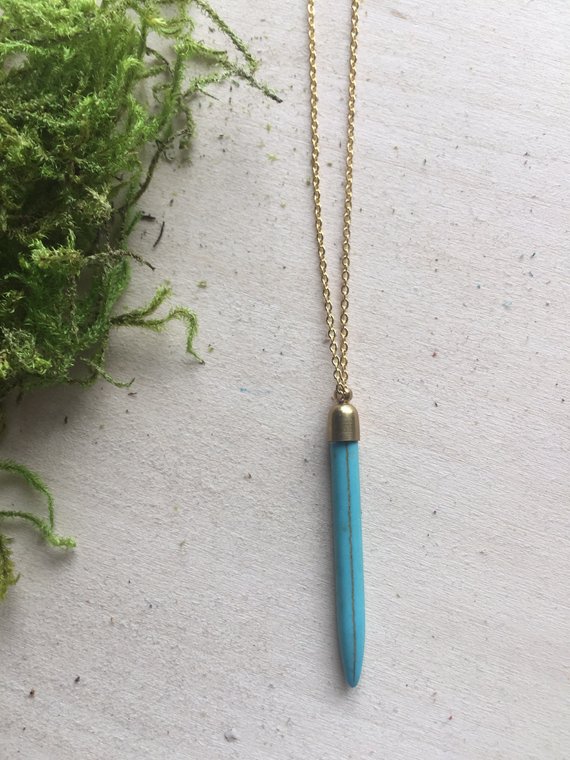 Turquoise spike necklace turquoise necklace spike necklace | Etsy