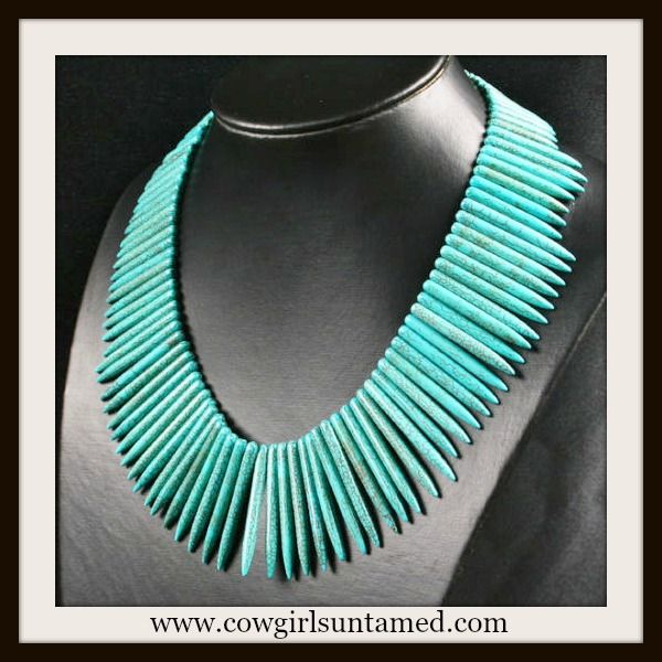 WESTERN COWGIRL NECKLACE Turquoise Spike Cowgirl Necklace | Jewlery