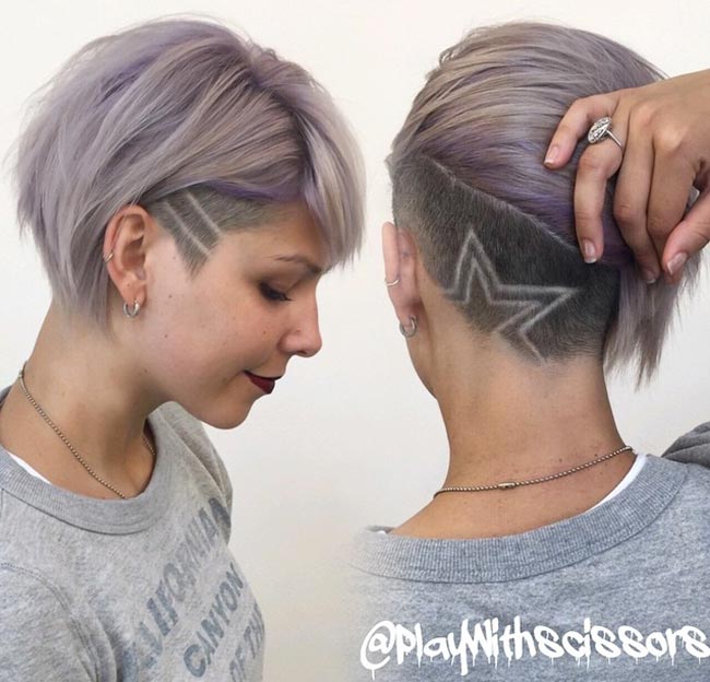 45 Undercut Hairstyles with Hair Tattoos for Women | Fashionisers©