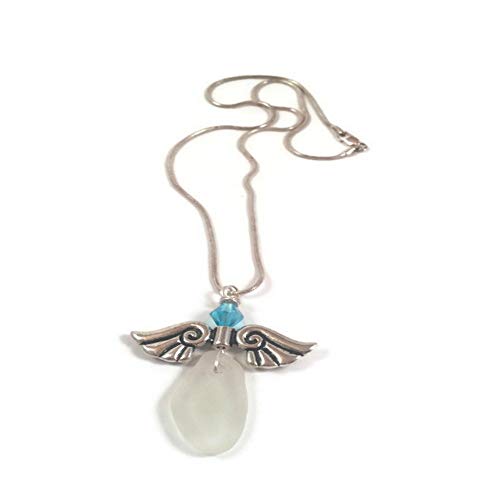 Amazon.com: Sea Glass Angel Necklace Aqua Marine Crystal Upcycled