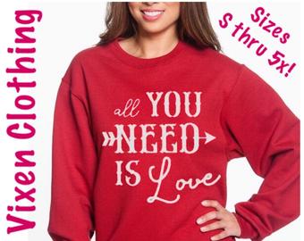 Valentines Day Love Red Sweatshirt XS S M L XL Plus Size 1x 2x | Etsy