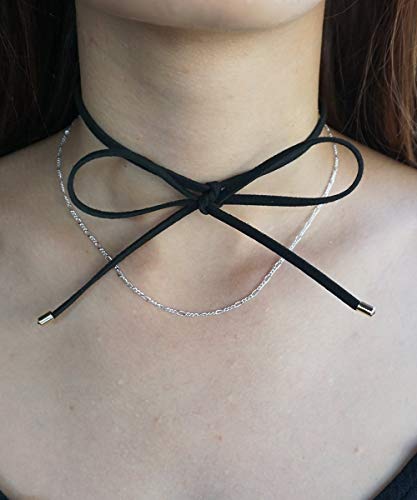 Amazon.com: Ribbon Bow Choker Necklace, Suede Bow Choker, Black Bow