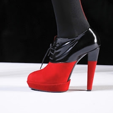 Picture Of Adorable DIY Viktor & Rolf Inspired Red And Black Booties 3